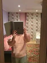 Knitted Pullover Sweater Lantern-Sleeve Turtleneck Simplee Casual Winter Autumn Solid