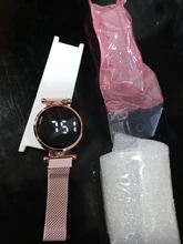 Relojes magnéticos digitales de lujo para mujer, de acero inoxidable, dorado, rosa, LED, de cuarzo, femenino