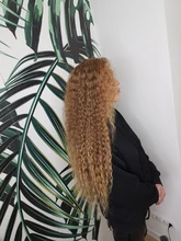 Noble rizado Ombre pelo mechones de cabello sintético Super largo rizado 1 Uds 28 -32 Rubio marrón mechones con extensiones de cabello