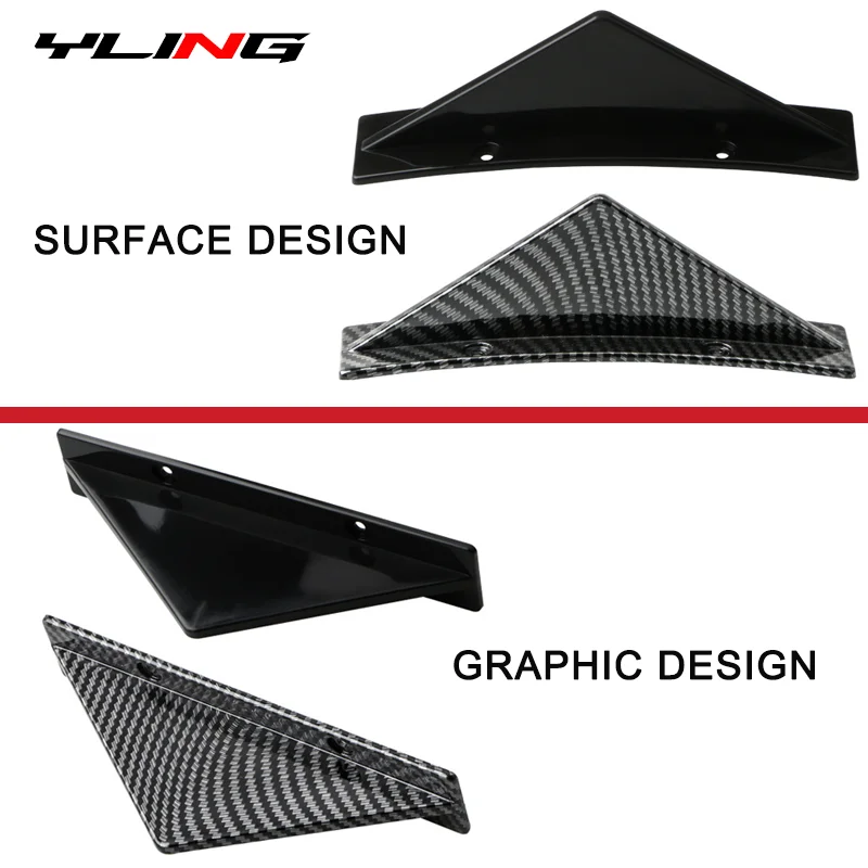 4pcs Car Shark Fin Universal Triangular Rear Bumper Diffuser Spoiler Protector Carbon Fiber Chassis Lip Decoration car bumper spoiler