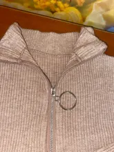 Suéter de punto con cremallera para mujer, jerseys de cuello alto, jerseys básicos de otoño e invierno, ropa negra ajustada para mujer 2021