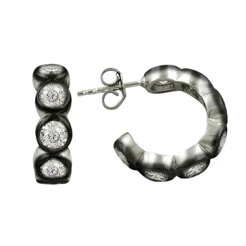 

KUTAYDAN 4mm Zirconia stone Pen Small Hoop Earrings 925 Sterling Silver