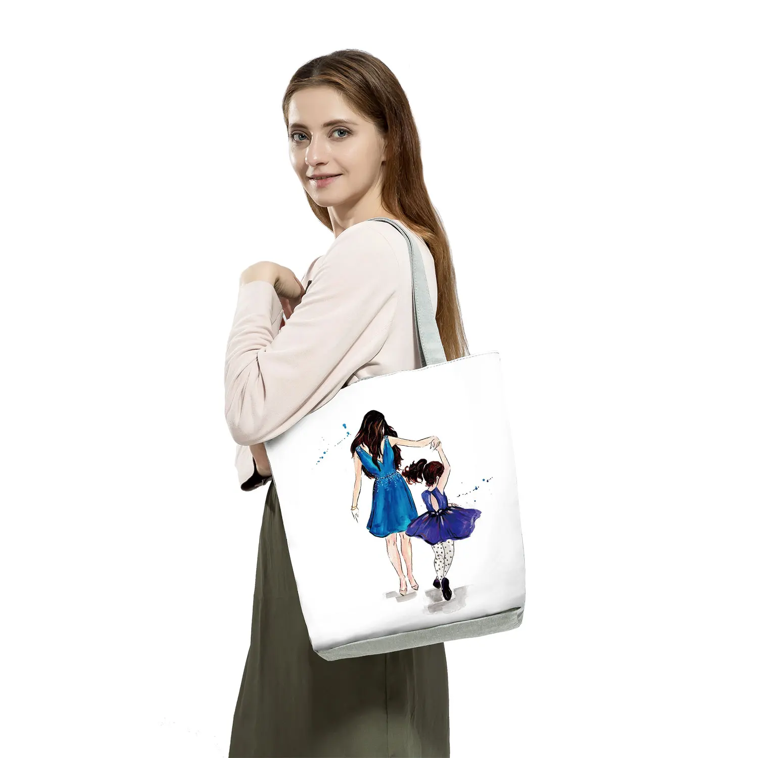 Shoulder Bags near me Cute Cartoon Super Mama Print Tote Bag Travel Shoulder Bags Mom and Baby Folding Women Casual Handbags Eco Reusable Shopping Bag shoulder sling bag