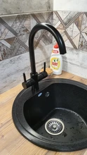 ROVOGO, grúa filtrada de doble mango negro mate para cocina, grifo con filtro de agua de rotación de 360, grifo mezclador de fregadero de cocina de tres vías