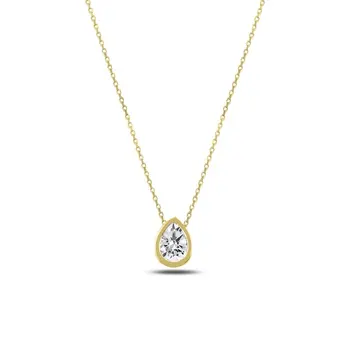 

Angemiel 925 Silver Drop Zircon Necklace-Gold Plated