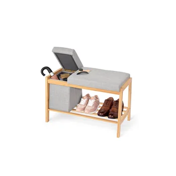 

BAMBU bench with storage basket and shelf for shoes 70,5X36X48CM