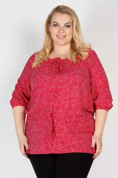 

Tunic artessa plus size, three quarter sleeve, C strings, of штапеля.