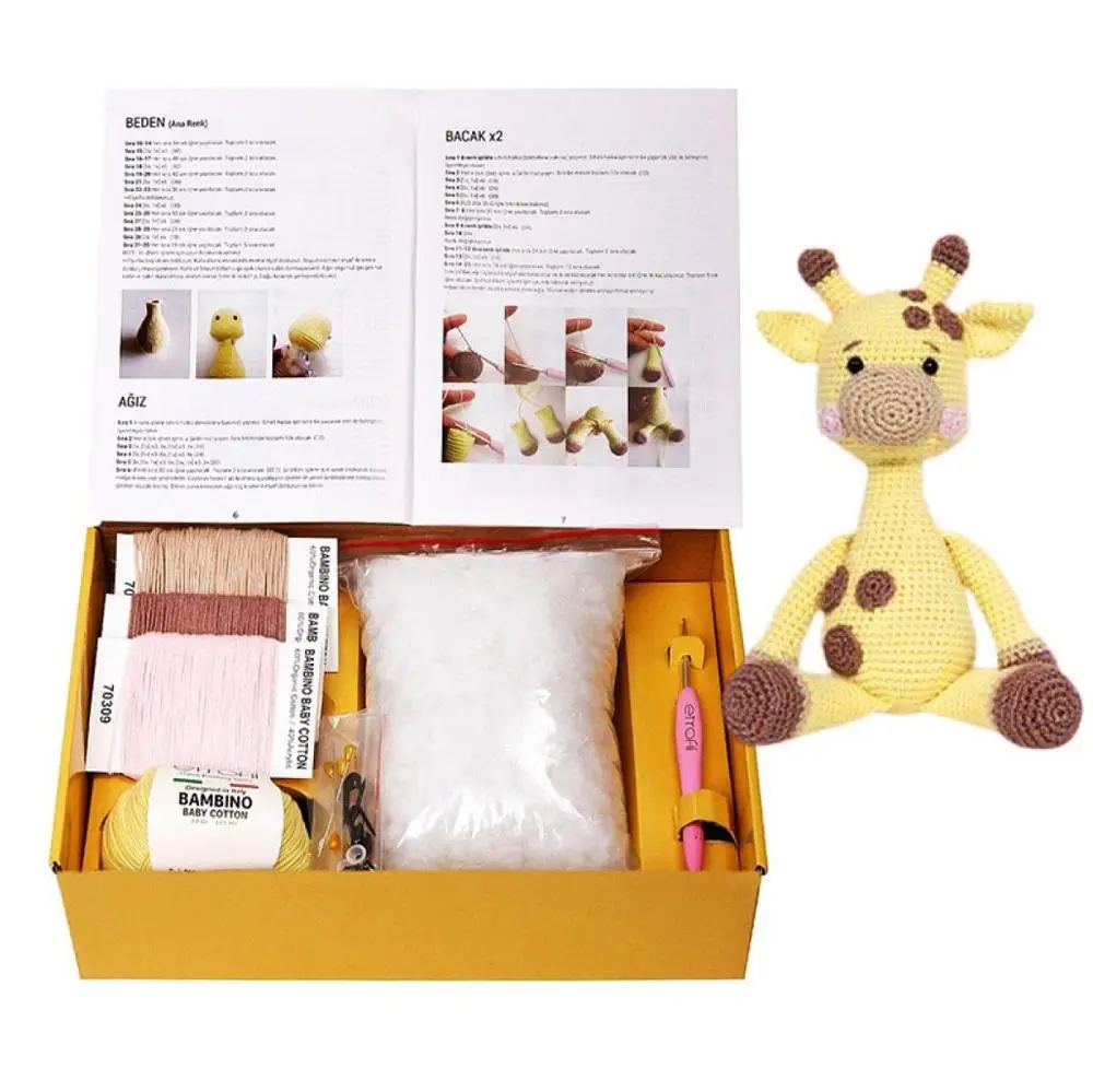 

Etrofil Giraffe Bobby Amigurumi Kit Stuffed Doll Making Crochet Knitting Yarn Animal Craft Projects Materials Instructions Book