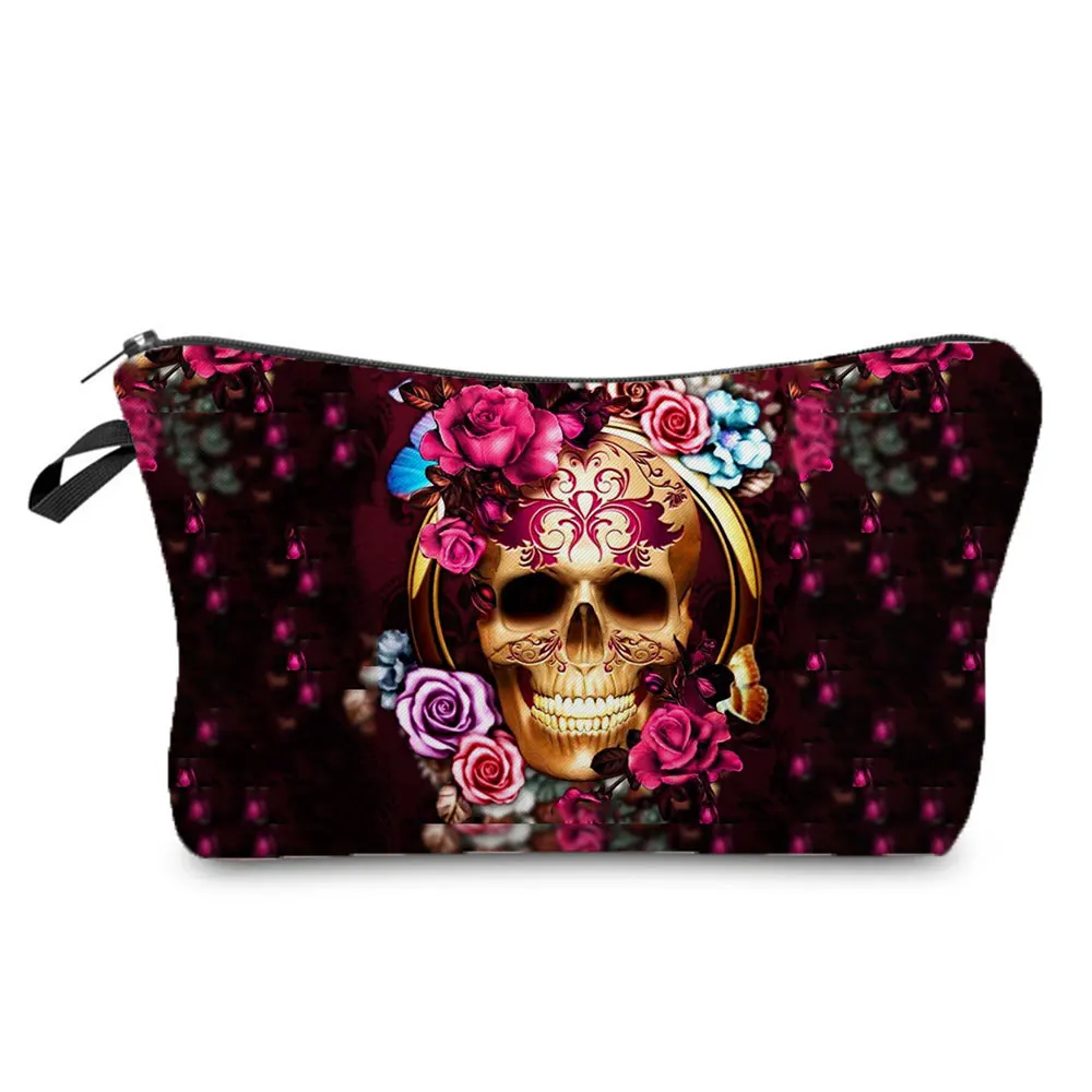 Skull Printing Makeup Bag Halloween Candy Bag Female Storage Pouch Large Cool Students Pencil Case Custom Pattern Cosmetic Bag 4