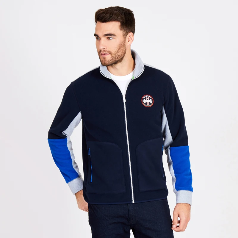 Nautica-пуловер на молнии, верх цвета синий и серый, details-K83574_4NV