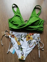 Swimsuit Women Bikini-Sets Bathing-Suits Lemon CUPSHE Lace-Up Print Two-Pieces Sexy Yellow