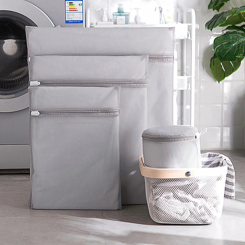 

1 Pc Grey Mesh Laundry Bags For Washing Machine Polyester Clothes Underwear Bra Washing Basket Travel Portable Dirty Laundry Bag