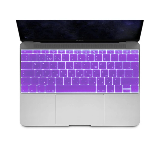 Фиолетовая силиконовая накладка на клавиатуру для Macbook 12/Pro 13/15 2016 – 2019 (Rus/Eu) |
