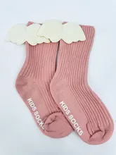 Calcetines de algodón hasta la rodilla para niñas pequeñas, de ala de Ángel, para verano y otoño