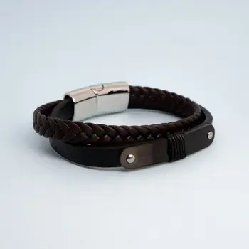 

Leather bracelet (genuine leather, magnetic lock, black) 53947