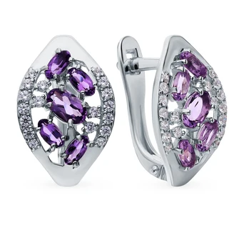 

Silver earrings with amethyst and cubic zirconia sunlight sample 925
