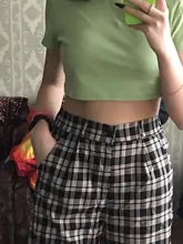 Pantalones largos sencillos Vintage a cuadros para mujer, pantalón de pierna ancha, informal, moda urbana