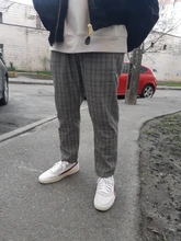 Dropshipping. Exclusivo. Japonés Streerwear hombres pantalones a cuadros Otoño de 2020 de moda de hombre delgado pantalones casuales coreano pantalones de Harem para hombre