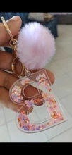Llavero con letras para mujer, 26 purpurina ahuecada, alfabeto inglés, llavero de bolso, artesanías con bola Globo, 1 ud.