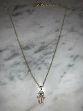 1PC turco de mal de ojo mano COLLAR COLGANTE Hamsa para mujer joyería de Color hueco clavícula cadenas de enlace