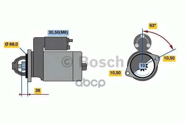 Стартер 12v 2.5kw Bosch арт. 0001139037