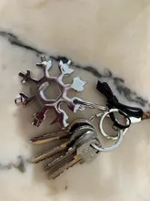 Llave de copos de nieve multifuncional, herramienta portátil para exteriores, forma octogonal, 18 en 1, llave multifuncional con anillo