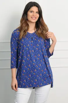 

Sans Textile Women Pleat Detailed Viscose Patterned Tunic 65 N15897
