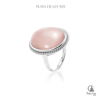 

Anillo Plata de Ley 925 MINERAL CUARZO ROSA Joyería Silver C990