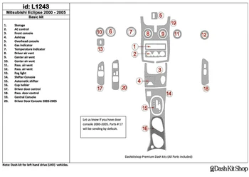 

Interior lining for Mitsubishi Eclipse 2000-2005. Set L1243.
