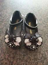 Zapatos de cuero con lazo de diamantes de imitación para niñas, zapatillas de baile de fiesta, zapatos planos de rendimiento para bebés y estudiantes, D785