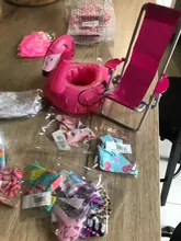 Accesorios para muñecas, 4 artículos = 2 bañadores, Bikini + 1 SILLA DE PLAYA + 1 anillo de natación inflable, ropa para muñecas Barbie, conjunto de juguetes para niños