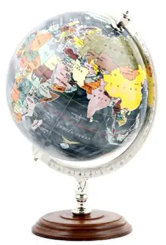 

Black Rotating Earth Globe - 10 Inch Decorative World Map