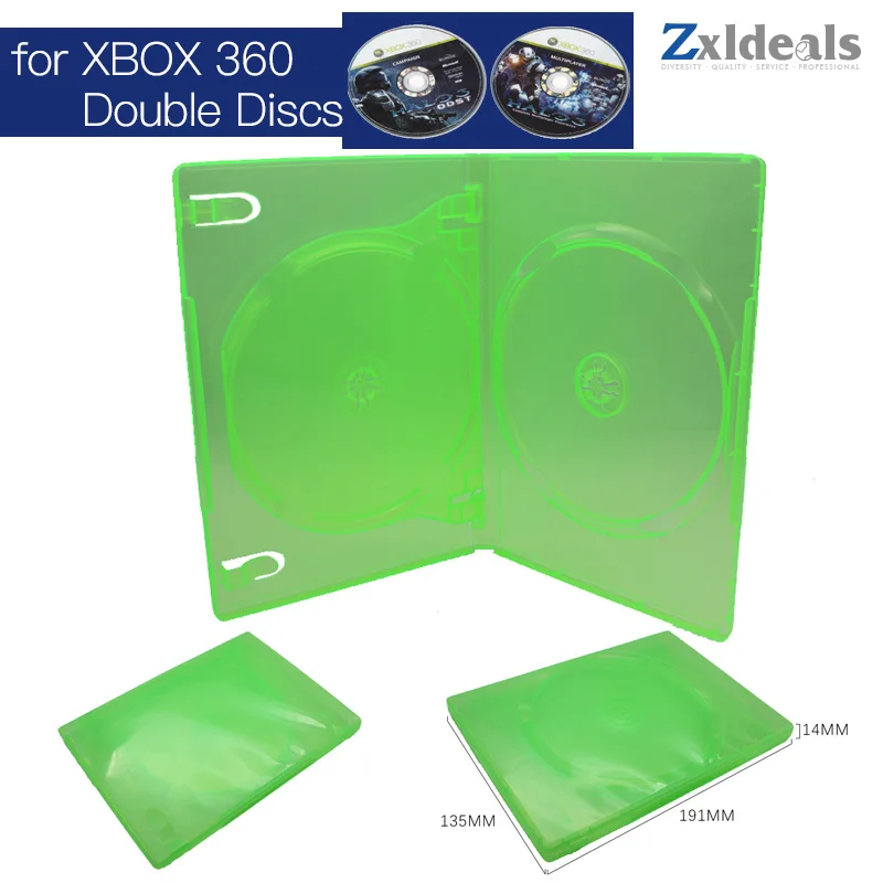 Estojo Substituto para Xbox 360 Game Disco Duplo Caixa Verde Reserva cd
