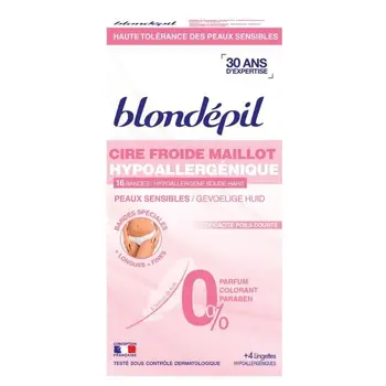 

Swimsuit cold wax hypoallergenic Blondepil (16 strips and 4 wipes)