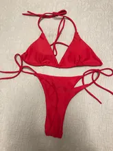 2 uds Bikini Conjunto de sujetador acolchado mujeres-e sólido baño venda traje de baño