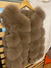 Vest Jacket Real-Fur-Coat Natural Winter Fashion Womens High-Quality Luxurious Fox-Fur