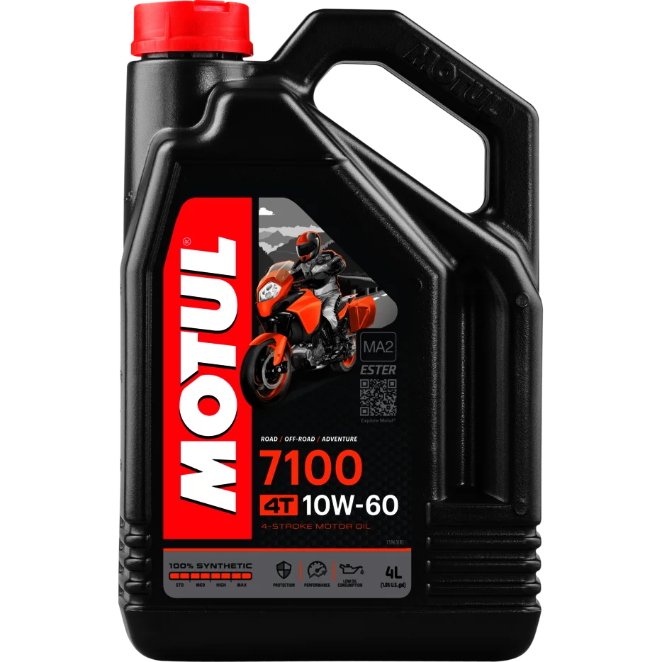 Motul 104101-Olio Motore Per Moto 7100 10W60 4T 4L. 100% Lubrificante Sintetico