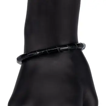 

Leather bracelet (genuine leather, magnetic lock, black) 55434