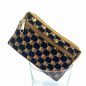 

Calaveras purse with two zippers for women and girl fabric for coins and cards.