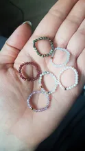 Anillo de Anillos de piedra Natural hecho a mano bohemio para mujer, con cuentas de acero inoxidable, multicolor, cuerda elástica, promesa de boda, ajustable