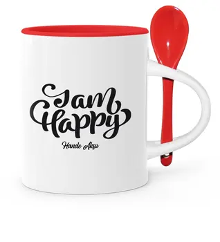 

Personalized Mutluyum Notlu Red Spoon Mug Cup