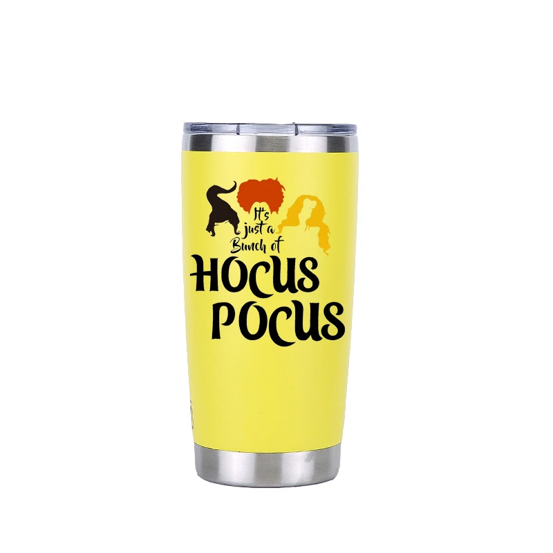 20 oz yellow Хэллоуин hous Pocus 20 унций тумблер путешествия автомобиль пивная кружка с двойными стенками Изолированная вакуумная фляжка из нержавеющей стали Термос кофейные кружки - Цвет: 20 oz yellow