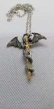 Collar de dragón de espada para hombre, joyería de personalidad, colgantes de Metal, cadena de eslabones de collares, collar, gargantilla de 50cm