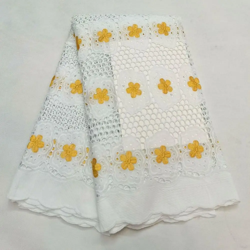 Нигерийская хлопковая сухая кружевная ткань с вышивкой в швейцарском африканском швейцарском стиле маркизет кружевные ткани 5 ярдов для шитья