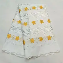 Нигерийская хлопковая сухая кружевная ткань с вышивкой в швейцарском африканском швейцарском стиле маркизет кружевные ткани 5 ярдов для шитья