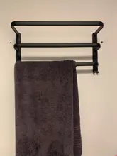 Toallero montado en la pared para baño, toallero negro de aluminio, riel negro mate, soporte de toalla, 30-50 CM