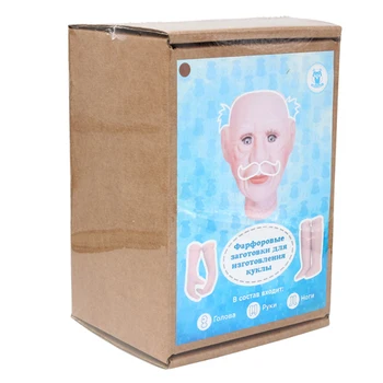 

27027 set #3 'дедушка' porcelain billet for doll making: hands, feet, head Ch.-Brown