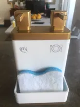 Dispensador de jabón líquido doble, soporte de esponja para plato acrílico, accesorios para baño y cocina, 3 colores de lavado, recargable, decorativo