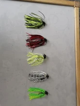Señuelos de Pesca con plantilla, 5 uds., cebo Artificial para Pesca, falda, plantillas de Pesca de goma, cabeza de Pesca, Buzz Swim Bass Jig 7g /10g/14g 1/4oz 3/8oz 1/2oz