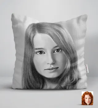 

Personalized Women 'S Charcoal Artistic Portrait Design White Yastık-7